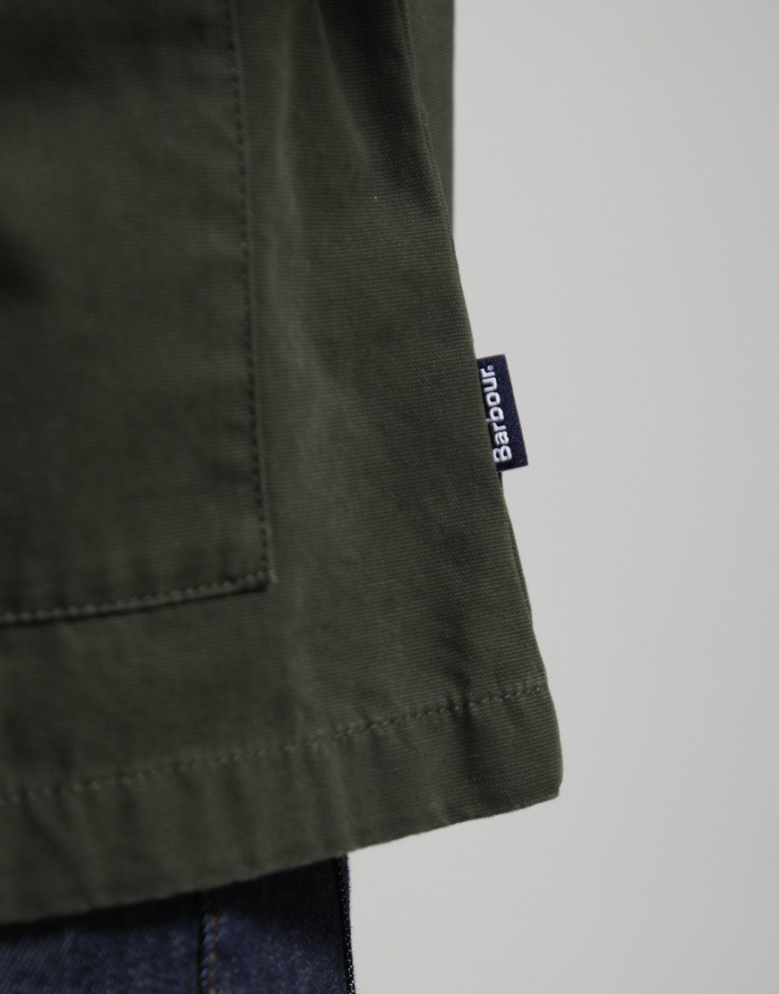 Barbour Tartan Trimmed Washed Overshirt Sage