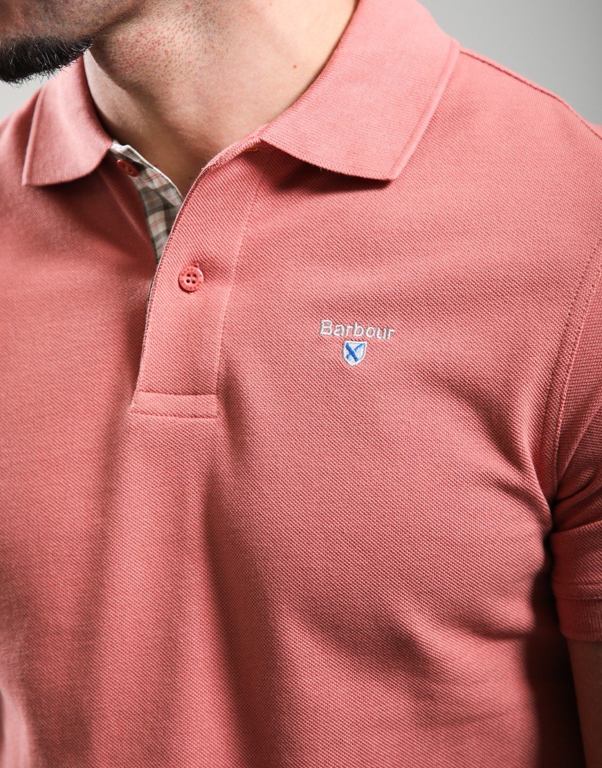 Barbour Tartan Pique Polo shirt Pink Clay