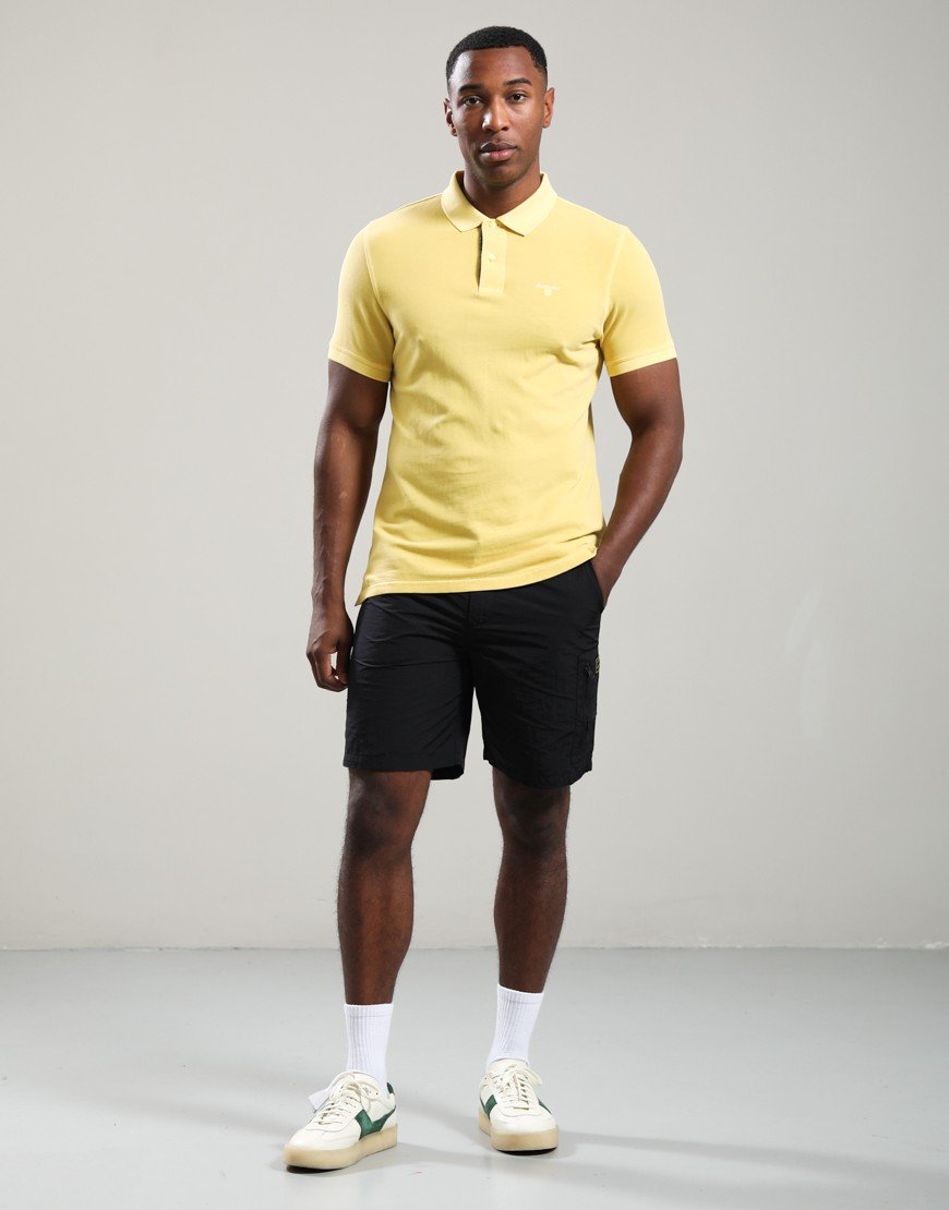 Barbour Washed Tartan Polo Shirt Washed Yellow