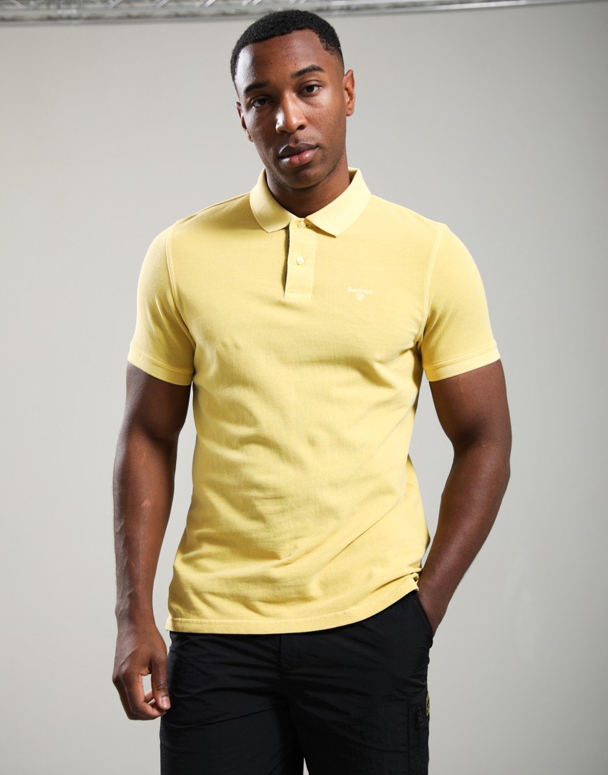 Barbour Washed Tartan Polo Shirt Washed Yellow