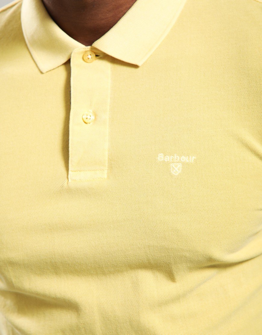 Barbour Washed Tartan Polo Shirt Washed Yellow