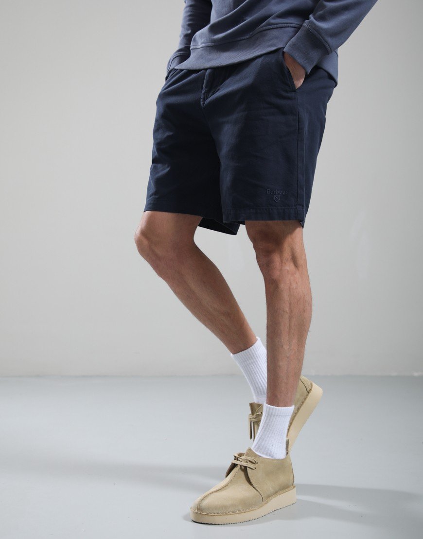 Barbour Washed Oxford Relaxed Shorts Navy