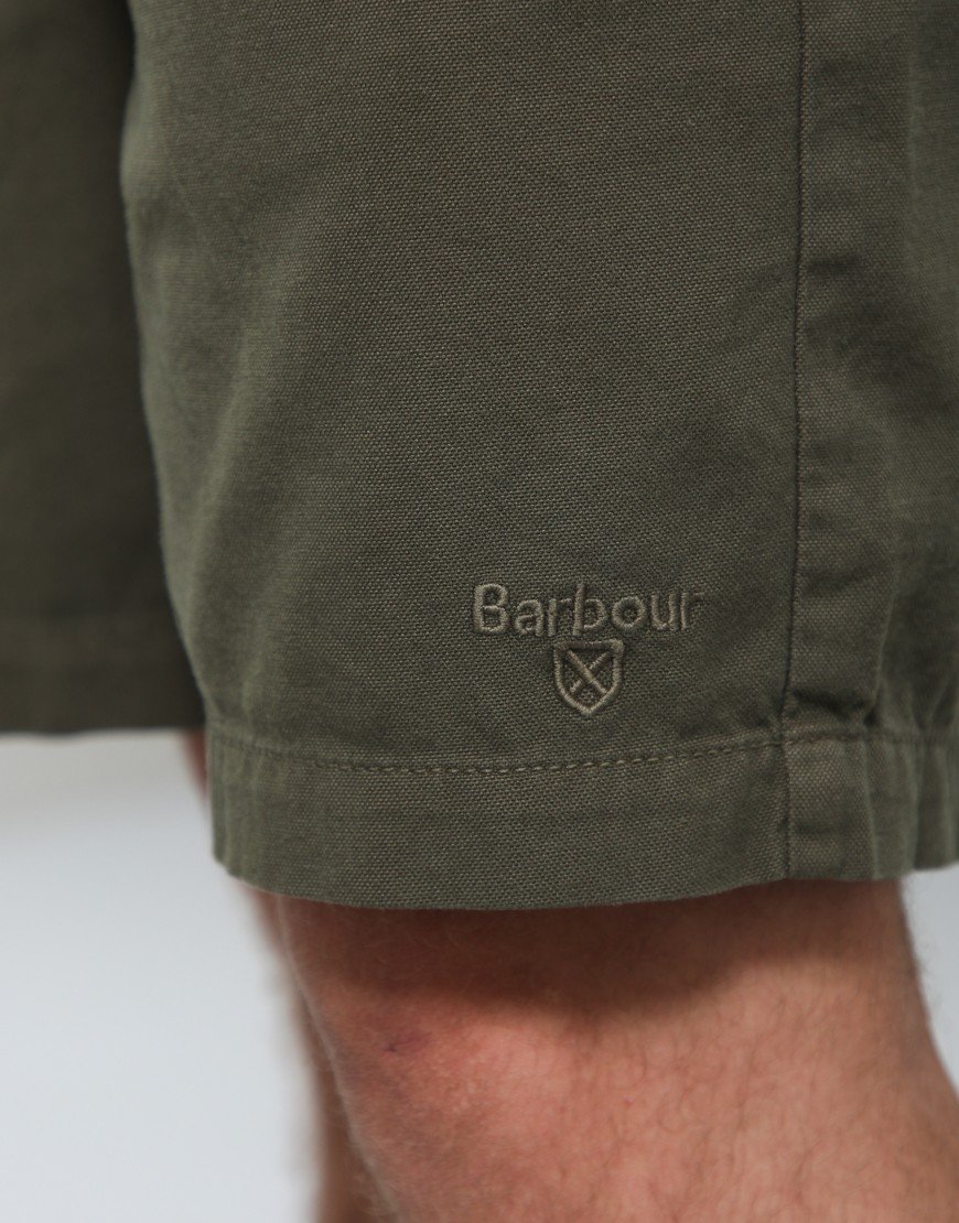 Barbour Washed Oxford Relaxed Shorts Uniform Green