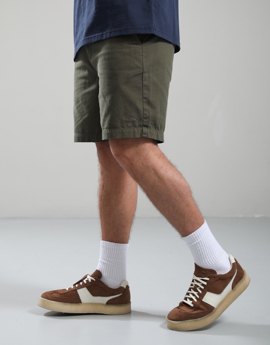 Barbour Washed Oxford Relaxed Shorts Uniform Green