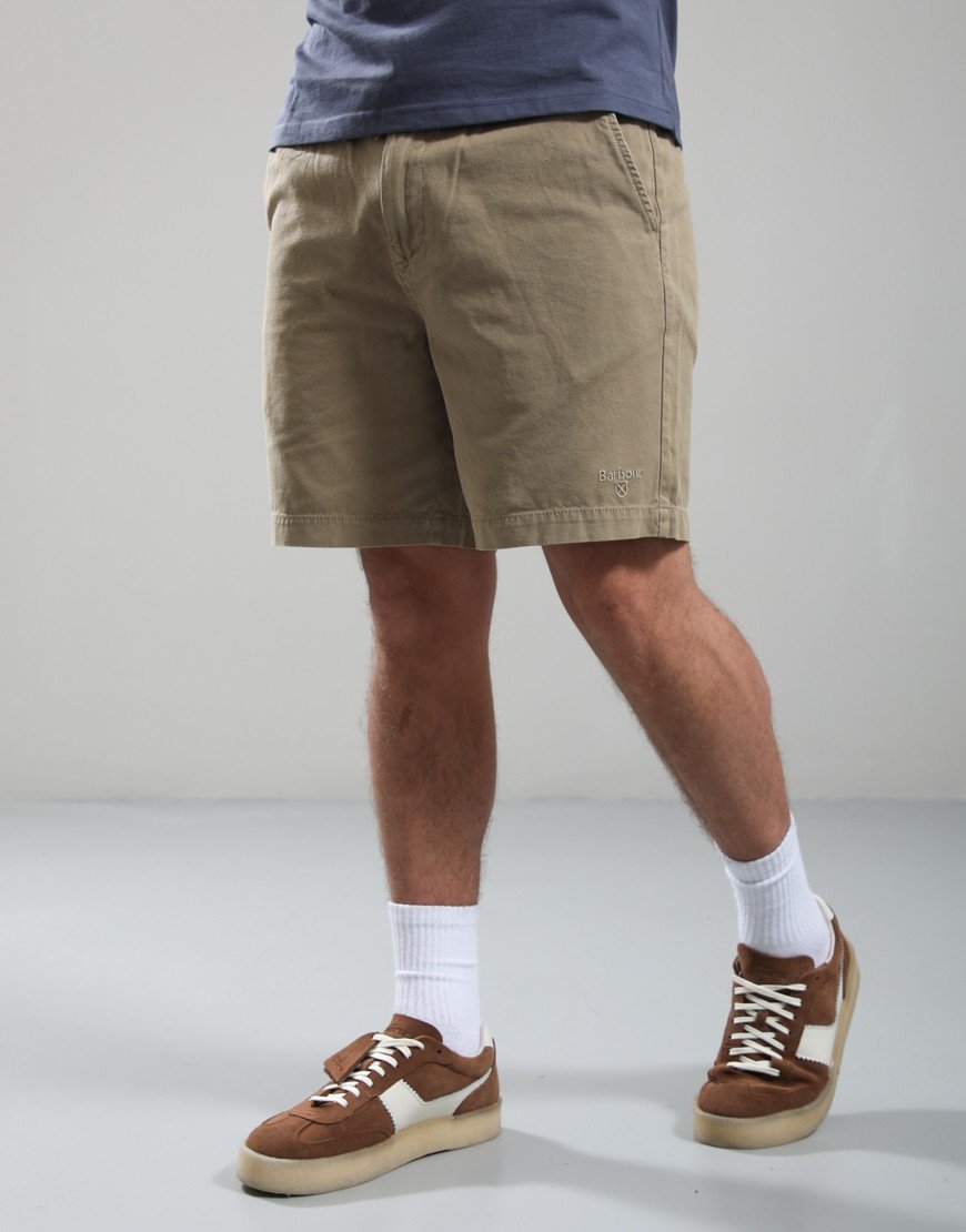 Barbour Washed Oxford Relaxed Shorts Washed Stone
