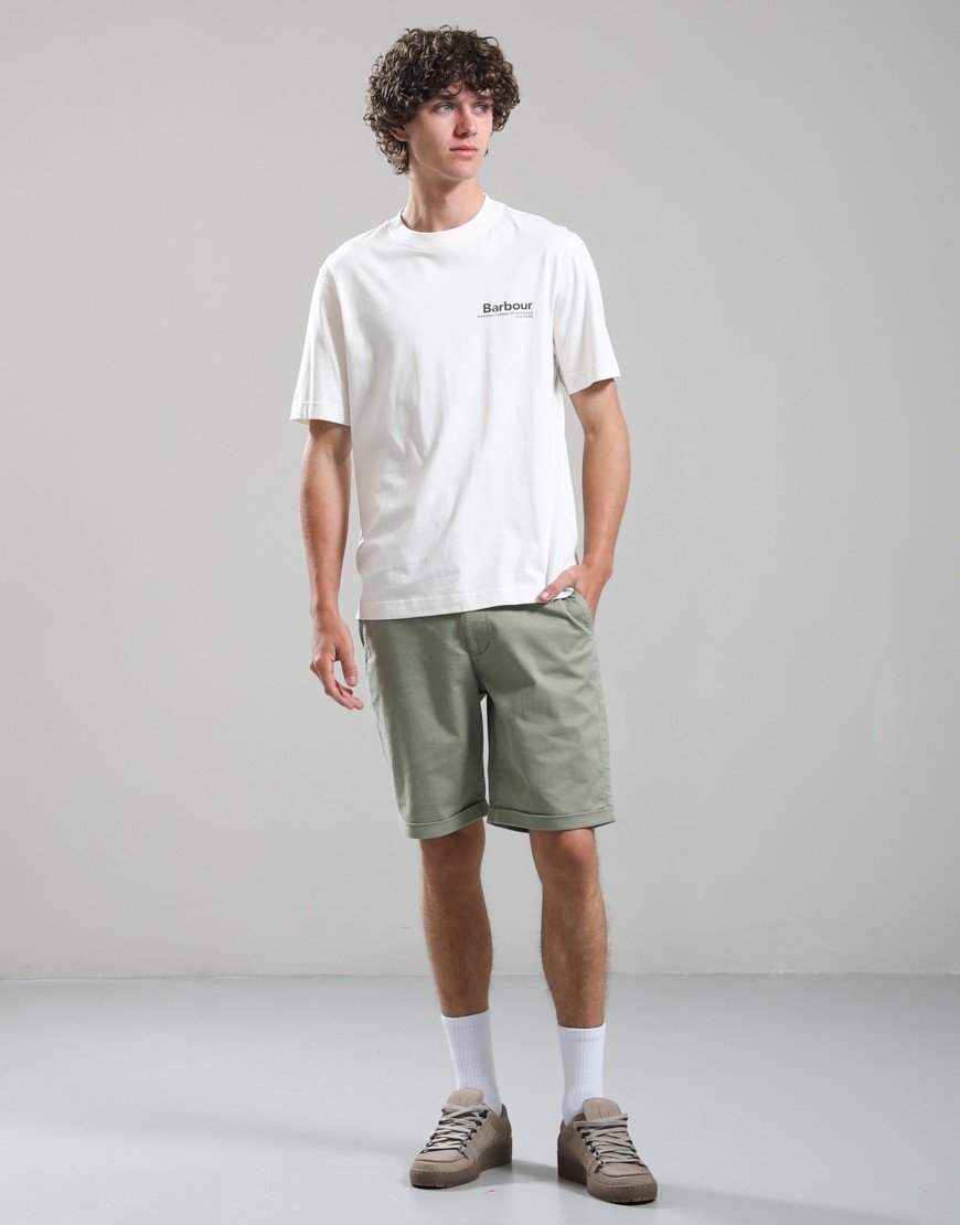 Barbour Washed Twill Chino Shorts Laurel Green