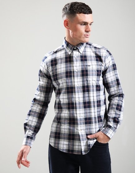 Barbour Wetheram Tailor Fit Long Sleeve Shirt Riverstone