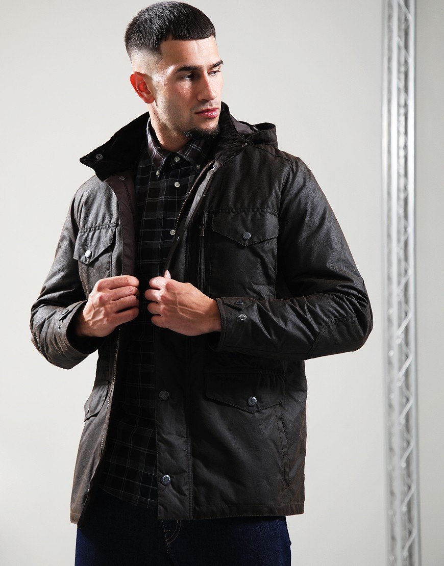 Barbour Winter Sapper Waxed Jacket Dark Brown