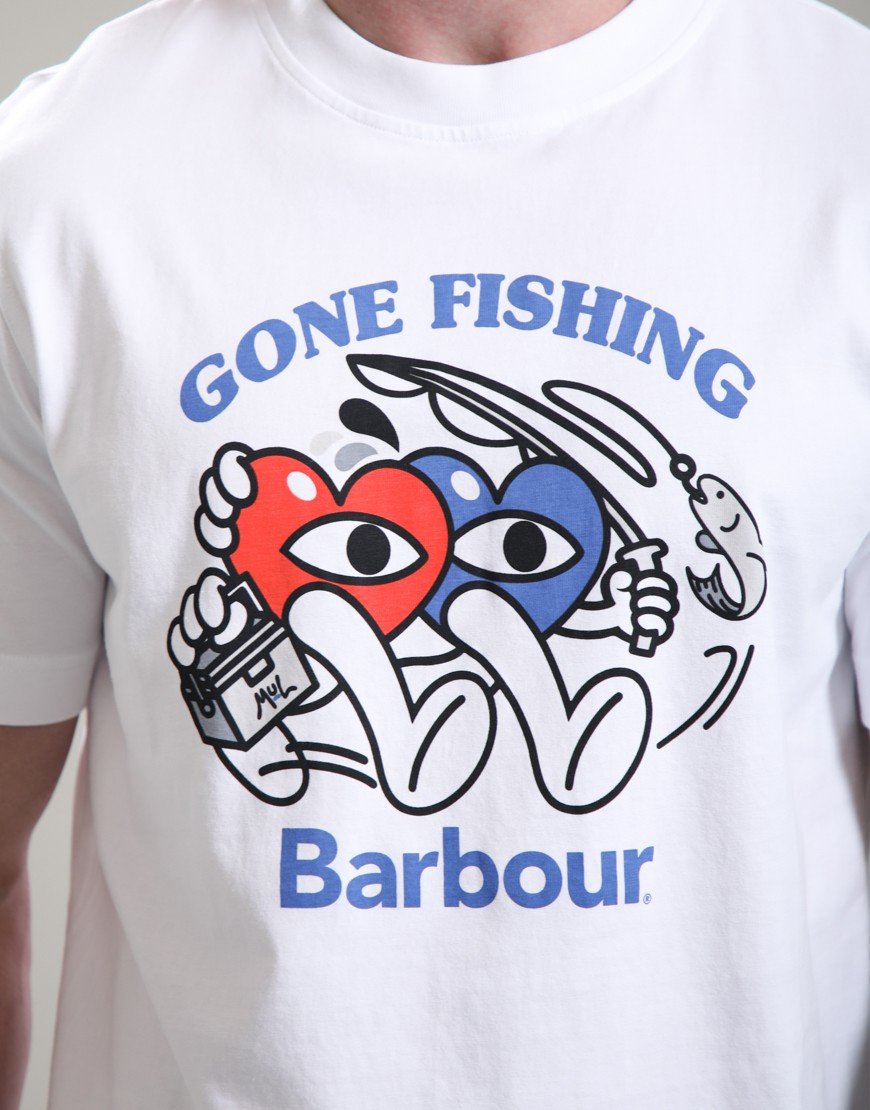 Barbour X MUL Gone Fishing T-Shirt White