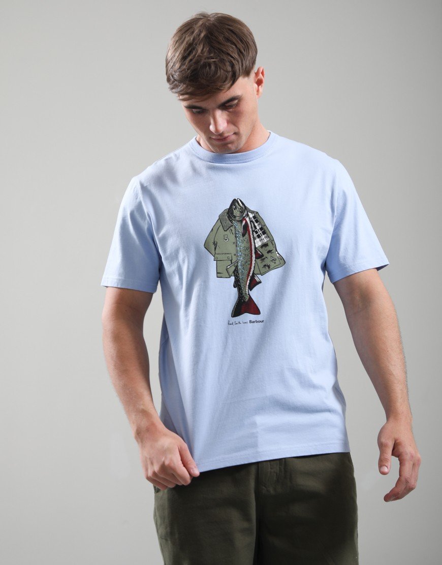 Barbour X Paul Smith Fishing T-Shirt Mid Blue