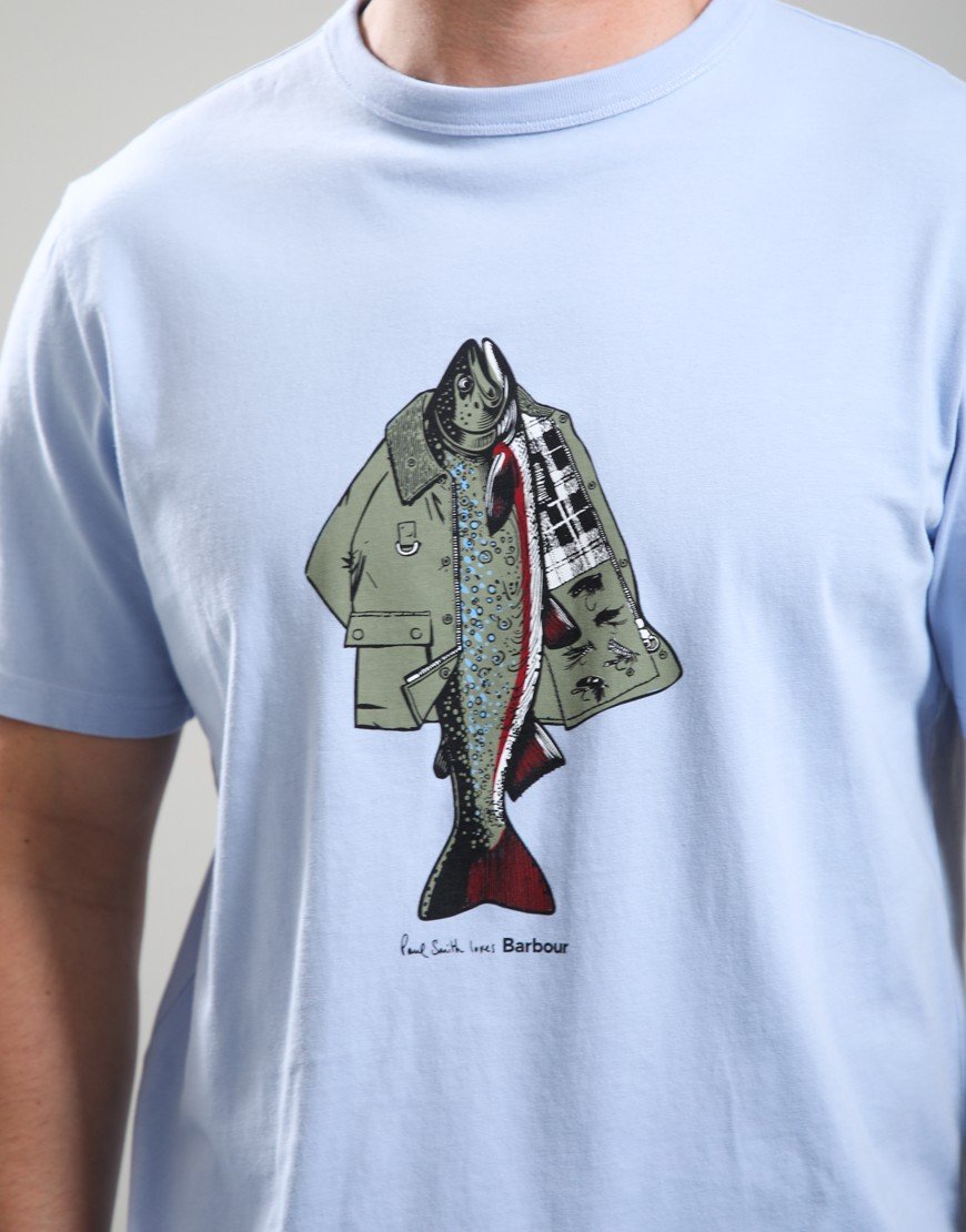 Barbour X Paul Smith Fishing T-Shirt Mid Blue