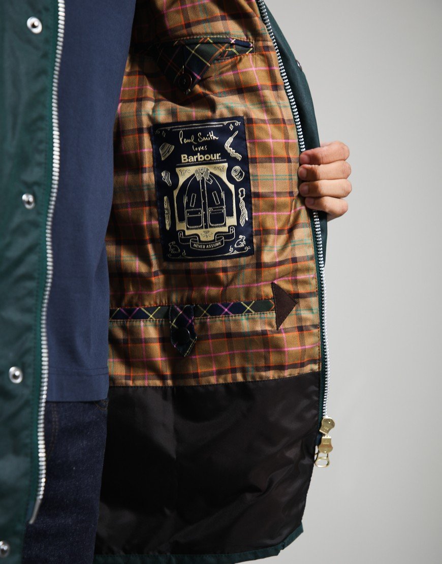 Paul Smith Loves Barbour Gamefair Wax Jacket Bottle Green