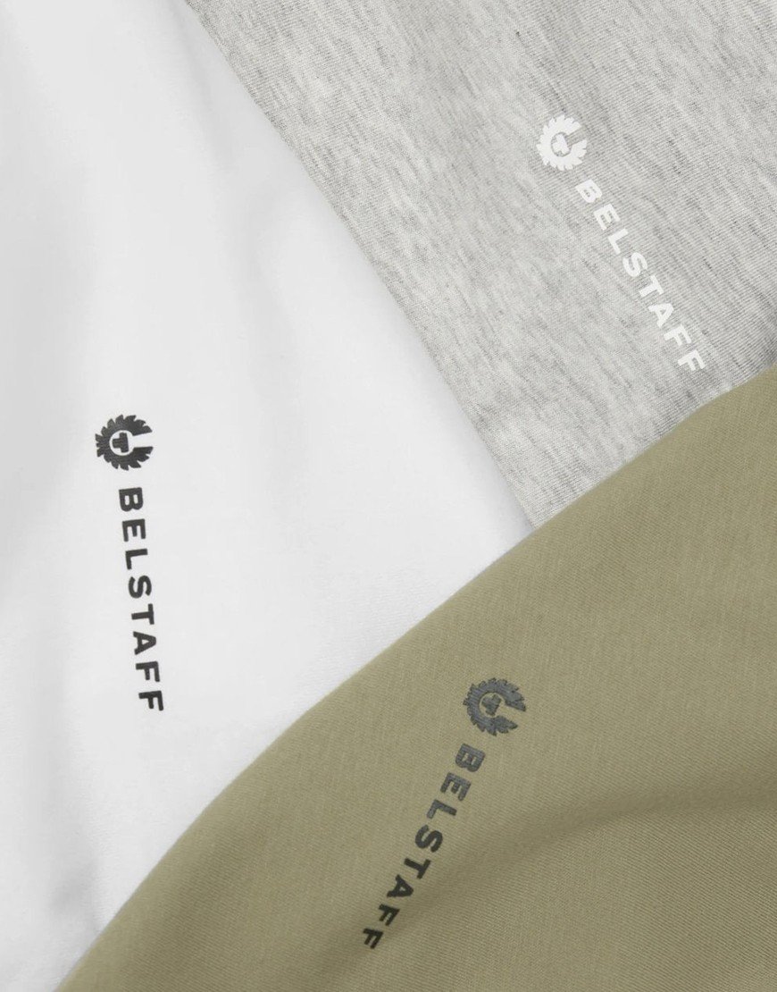 Belstaff 3 Pack T-Shirt White/Fatigue Green/Old Silver Heather