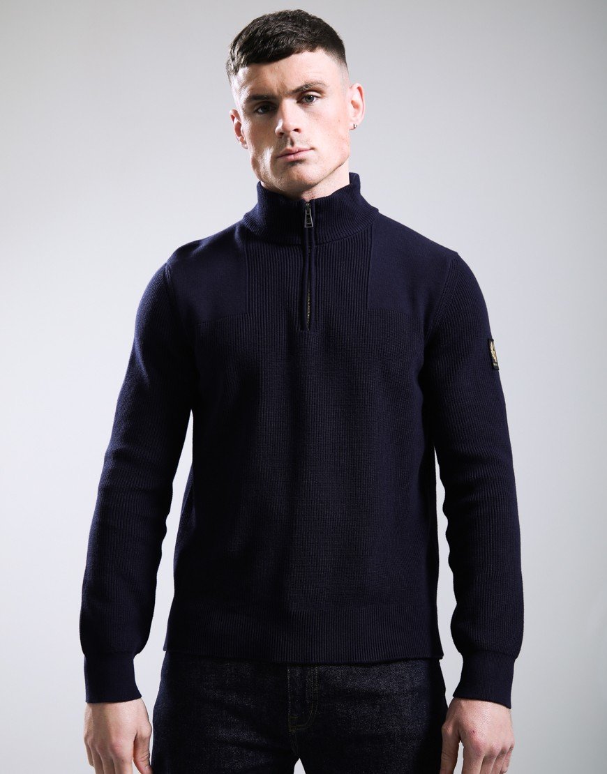 Belstaff Commander Quarter Zip Jumper Dark Ink