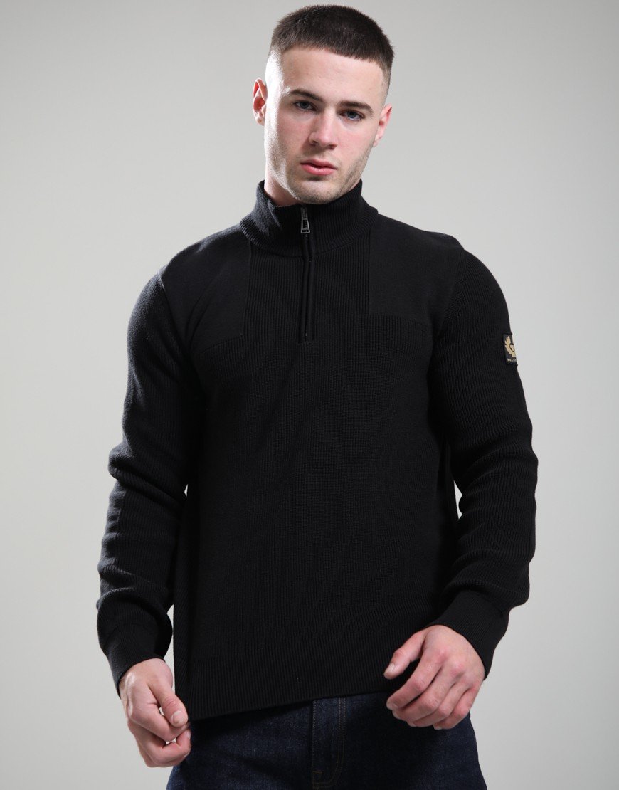 Belstaff Commander Quarter Zip Jumper Black