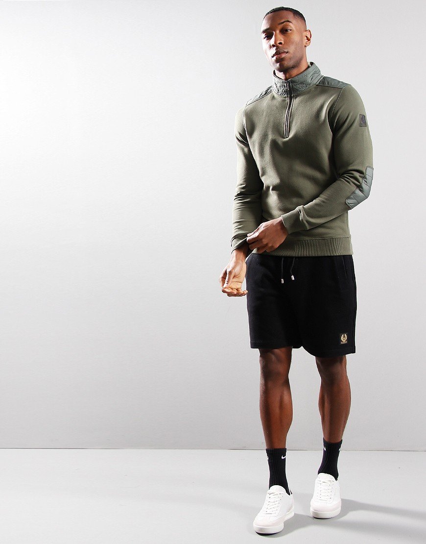 Belstaff Jaxon Funnel Zip Sweat Pewter Green