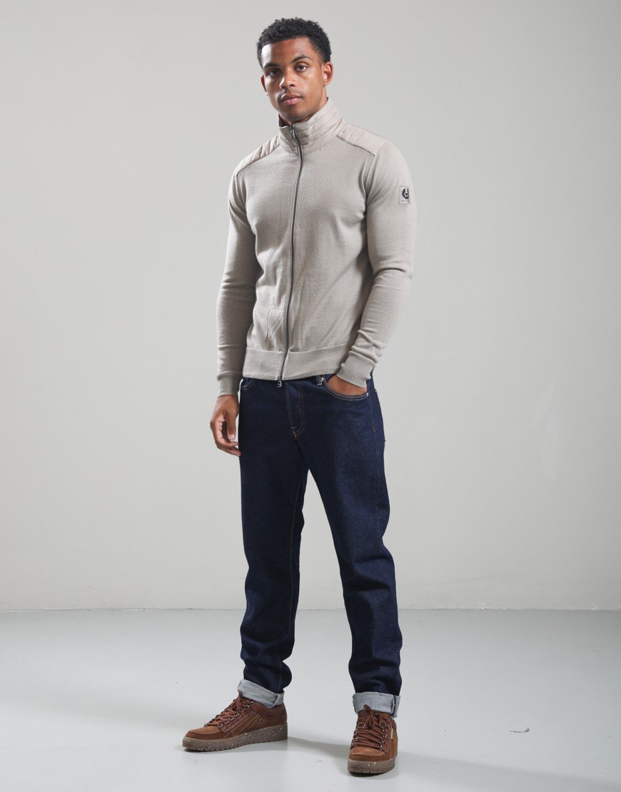 Belstaff Kelby Zip Cardigan Dark Sand