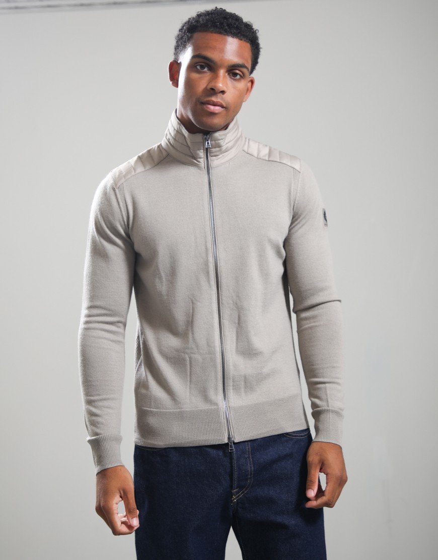Belstaff Kelby Zip Cardigan Dark Sand