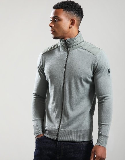 Belstaff Kelby Zip Cardigan Sage Green