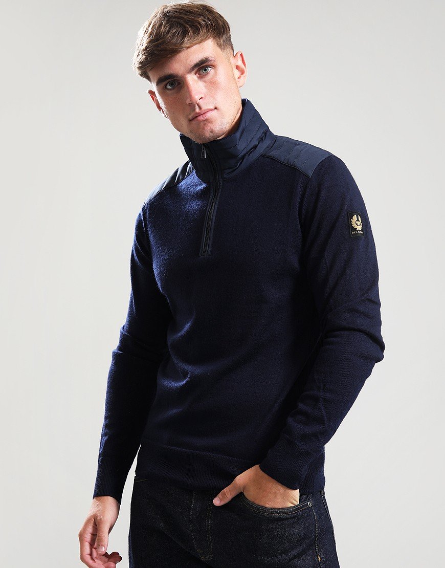 Belstaff Kilmington Quarter Zip Jumper Dark Ink