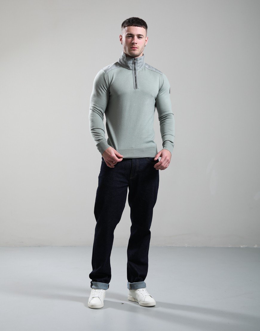 Belstaff Kilmington Quarter Zip Jumper Lichen