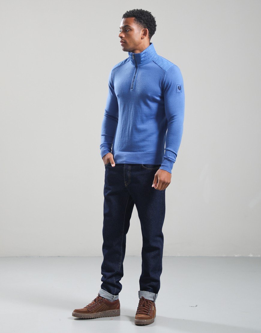 Belstaff Kilmington Quarter Zip Jumper Marine Blue