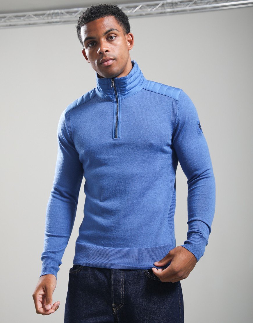 Belstaff Kilmington Quarter Zip Jumper Marine Blue