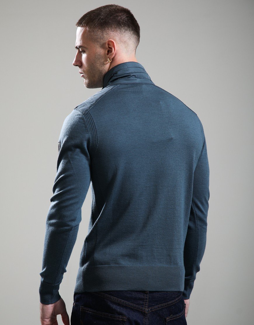 Belstaff Kilmington Quarter Zip Jumper Petrol