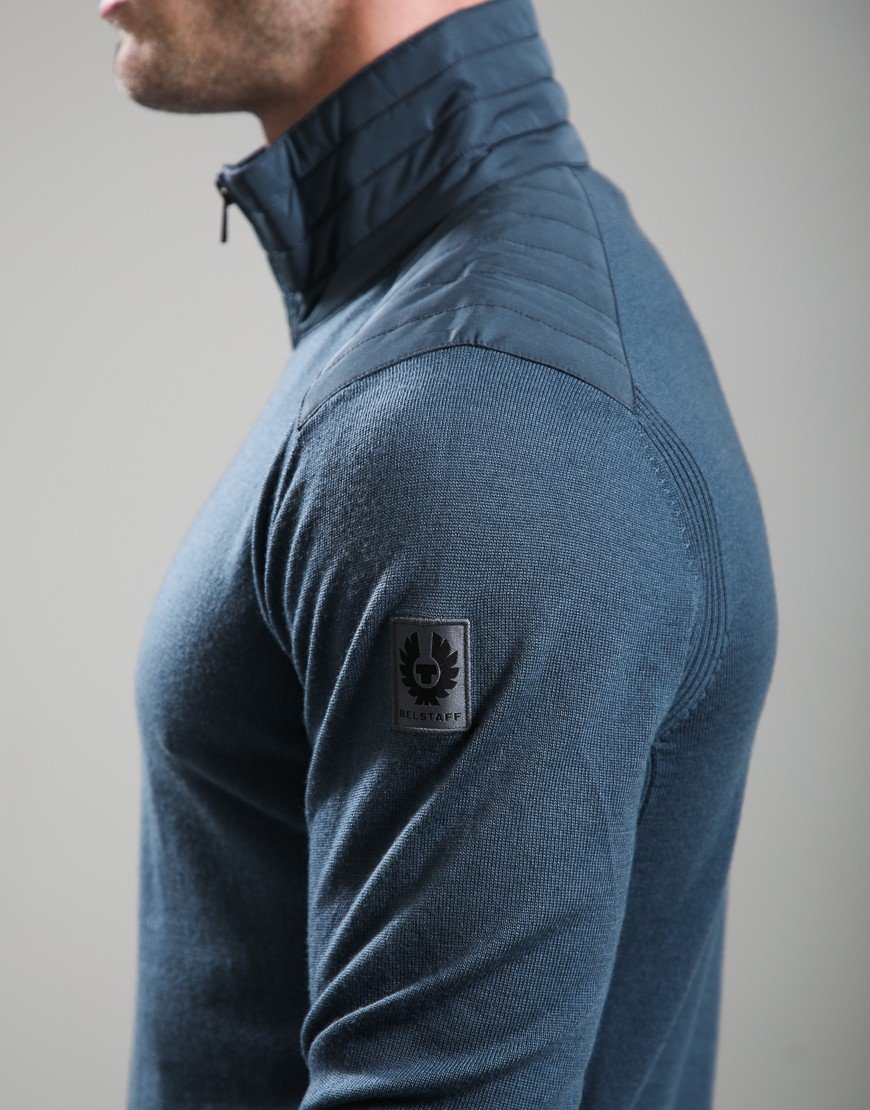 Belstaff Kilmington Quarter Zip Jumper Petrol