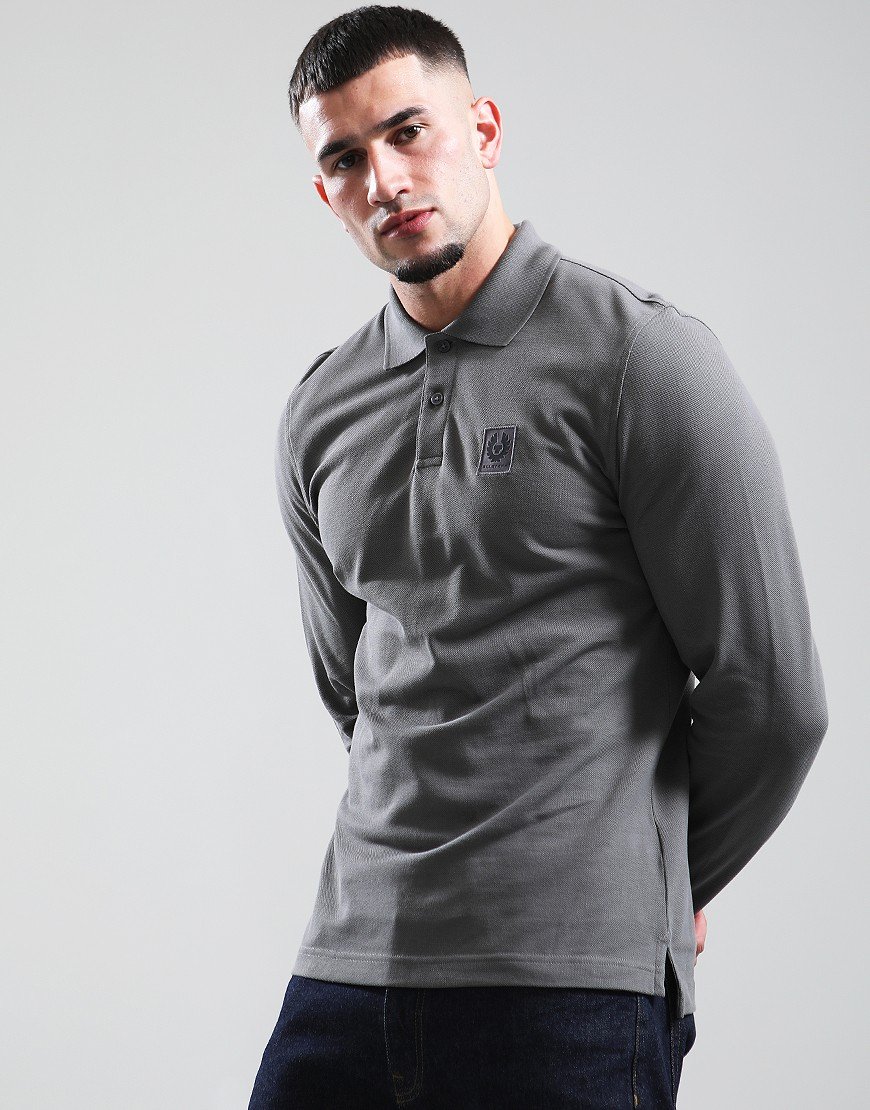 Belstaff Long Sleeved Polo Shirt Tornado Grey