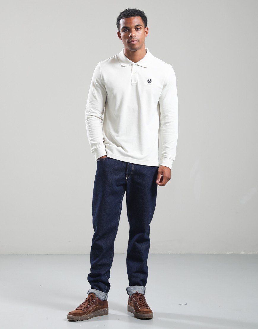 Belstaff Long Sleeved Polo Shirt Silver Birch