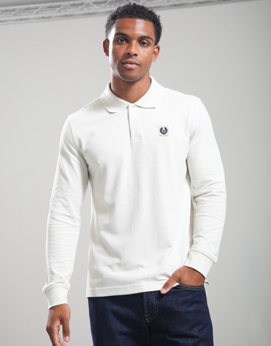 Belstaff Long Sleeved Polo Shirt Silver Birch