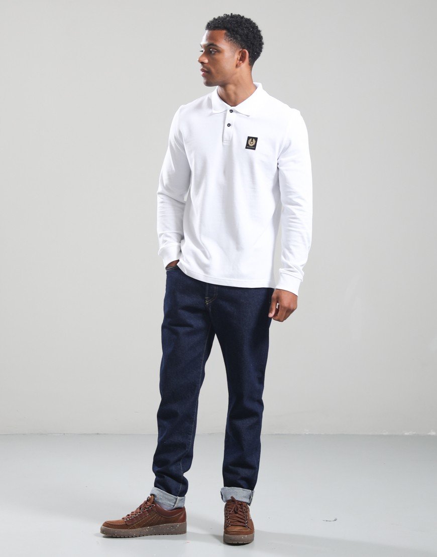 Belstaff Long Sleeve Essentials Polo Shirt White