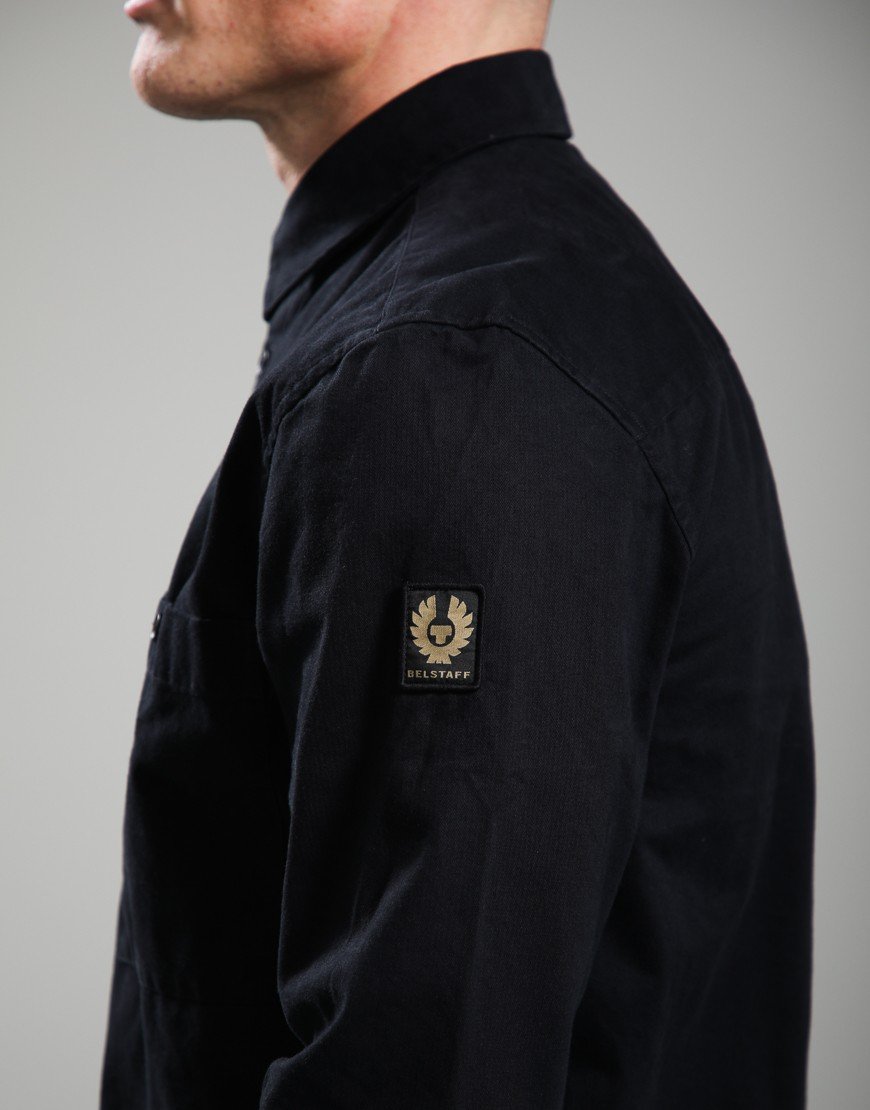 Belstaff Outpost Cotton Herringbone Shirt Black