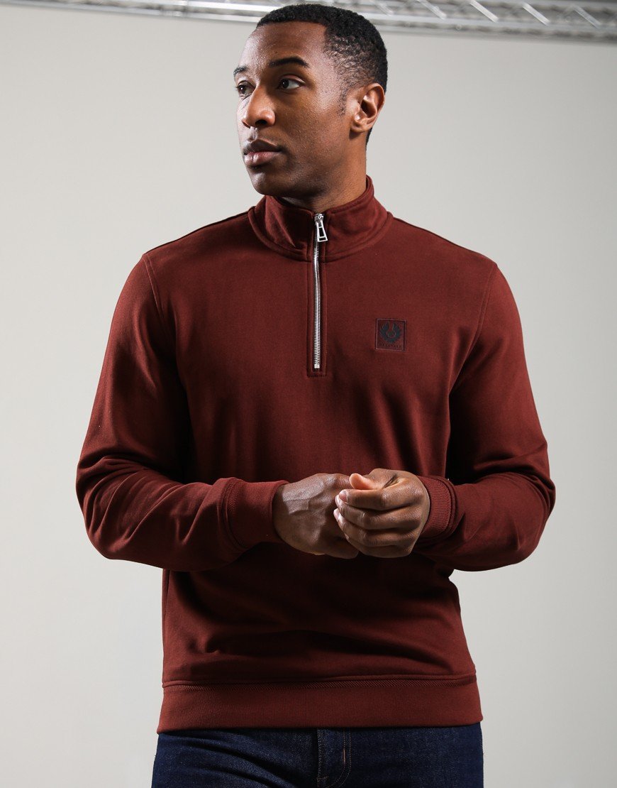 Belstaff Quarter Zip Sweatshirt Oxblood