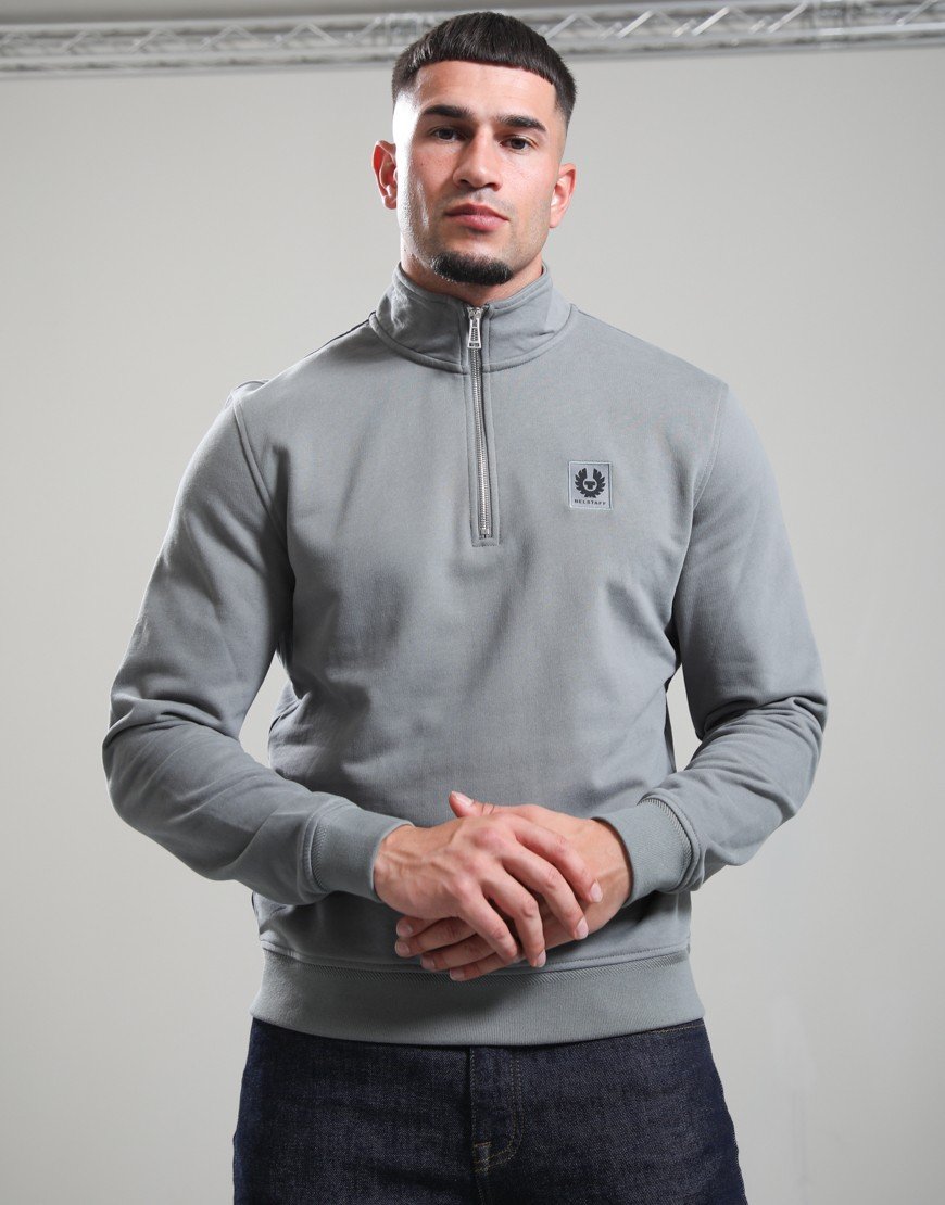 Belstaff Quarter Zip Sweatshirt Atlantic Grey