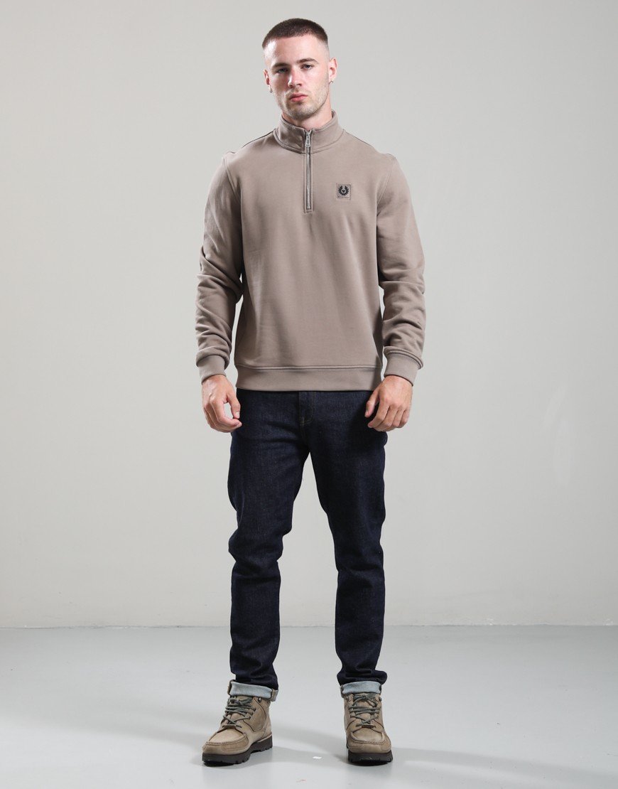 Belstaff Quarter Zip Sweatshirt Dusty Taupe