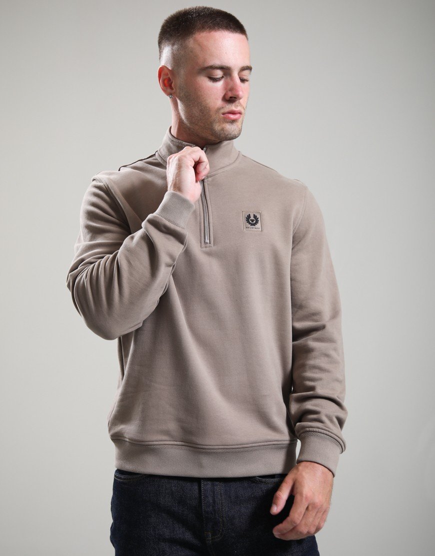Belstaff Quarter Zip Sweatshirt Dusty Taupe