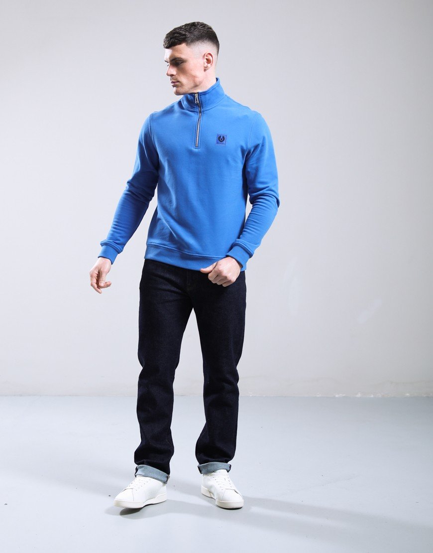 Belstaff Quarter Zip Sweatshirt Marine Blue