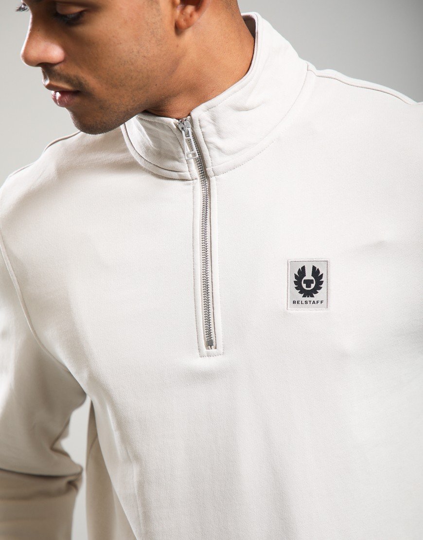 Belstaff Quarter Zip Sweatshirt Pale Stone