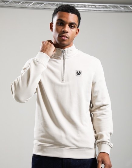 Belstaff Quarter Zip Sweatshirt Pale Stone