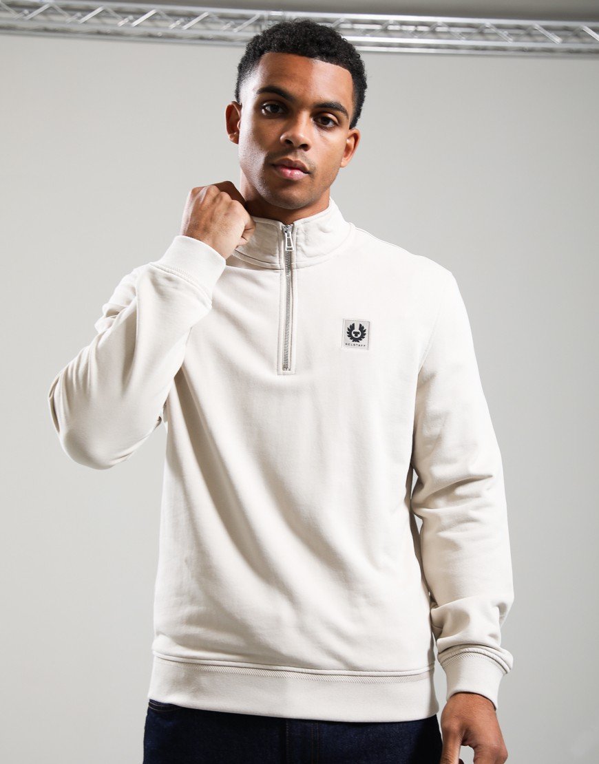 Belstaff Quarter Zip Sweatshirt Pale Stone