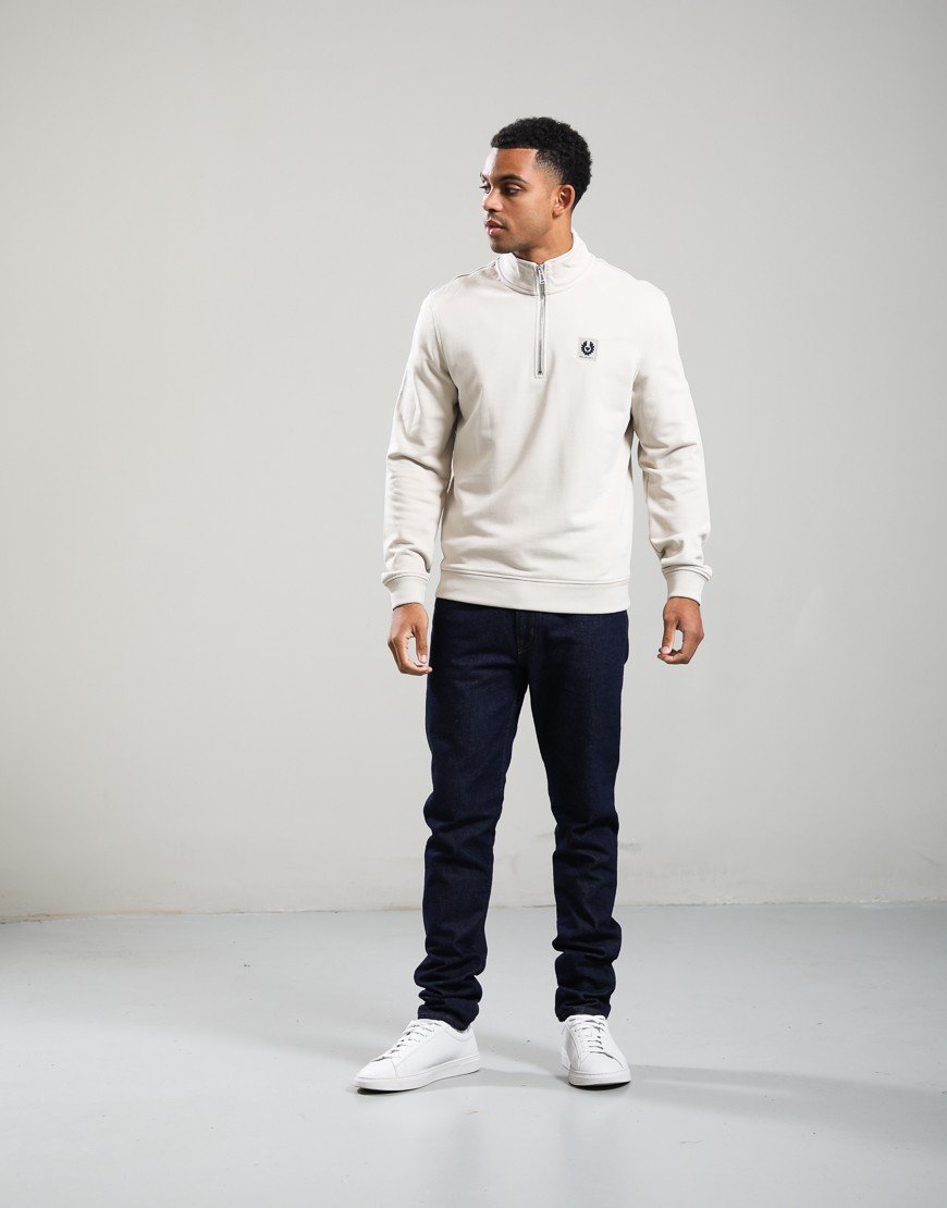 Belstaff Quarter Zip Sweatshirt Pale Stone