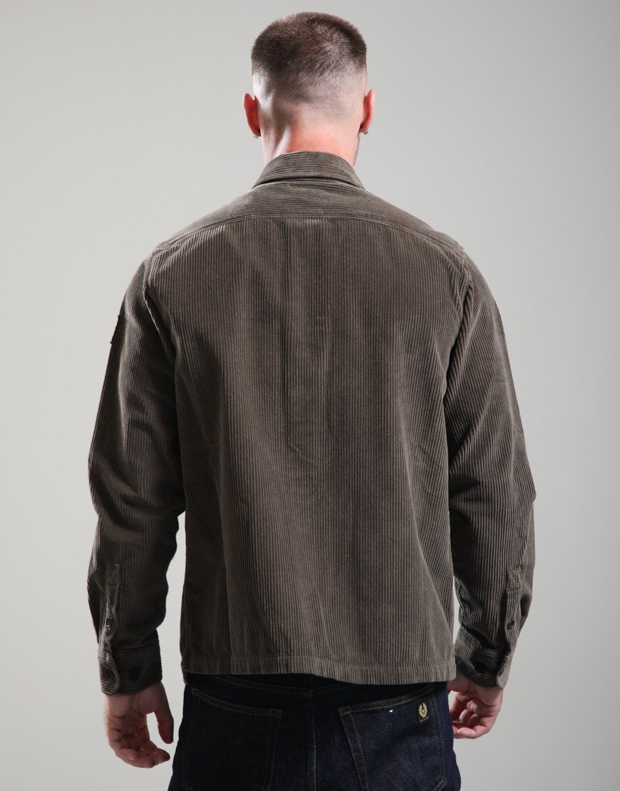 Belstaff Ravine Cotton Corduroy Shirt Army Olive