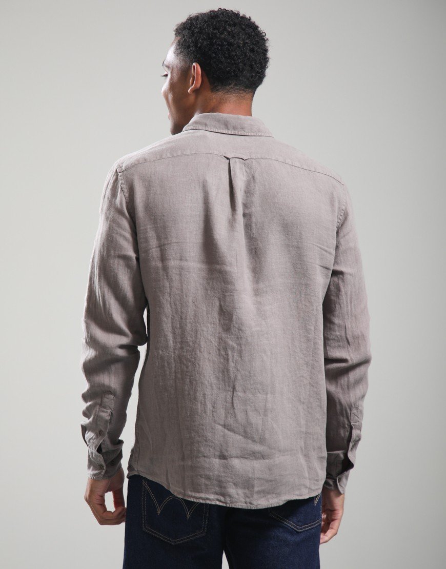 Belstaff Scale Linen Long Sleeve Shirt Asphalt