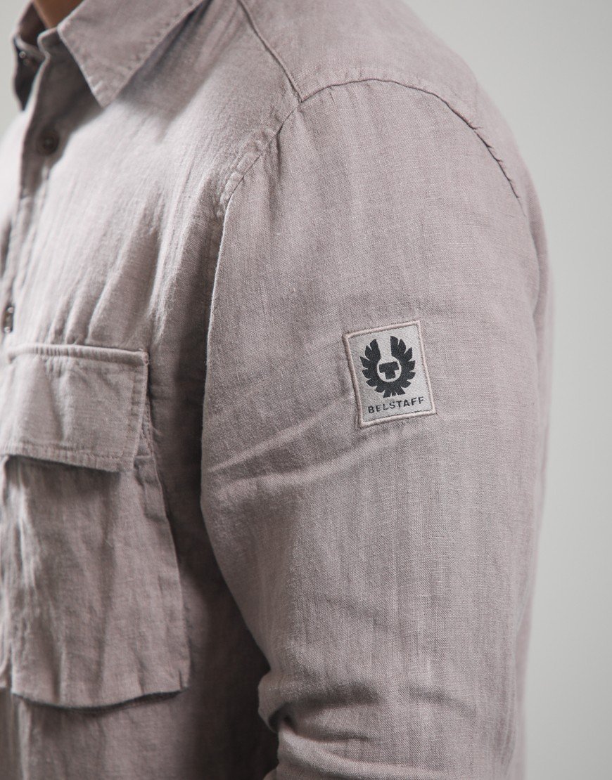 Belstaff Scale Linen Long Sleeve Shirt Asphalt