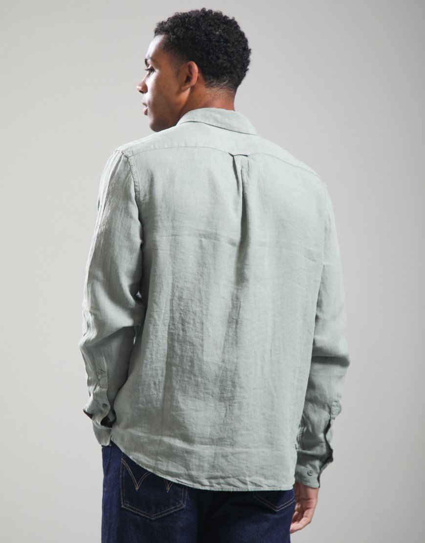 Belstaff Scale Linen Long Sleeve Shirt Lichen