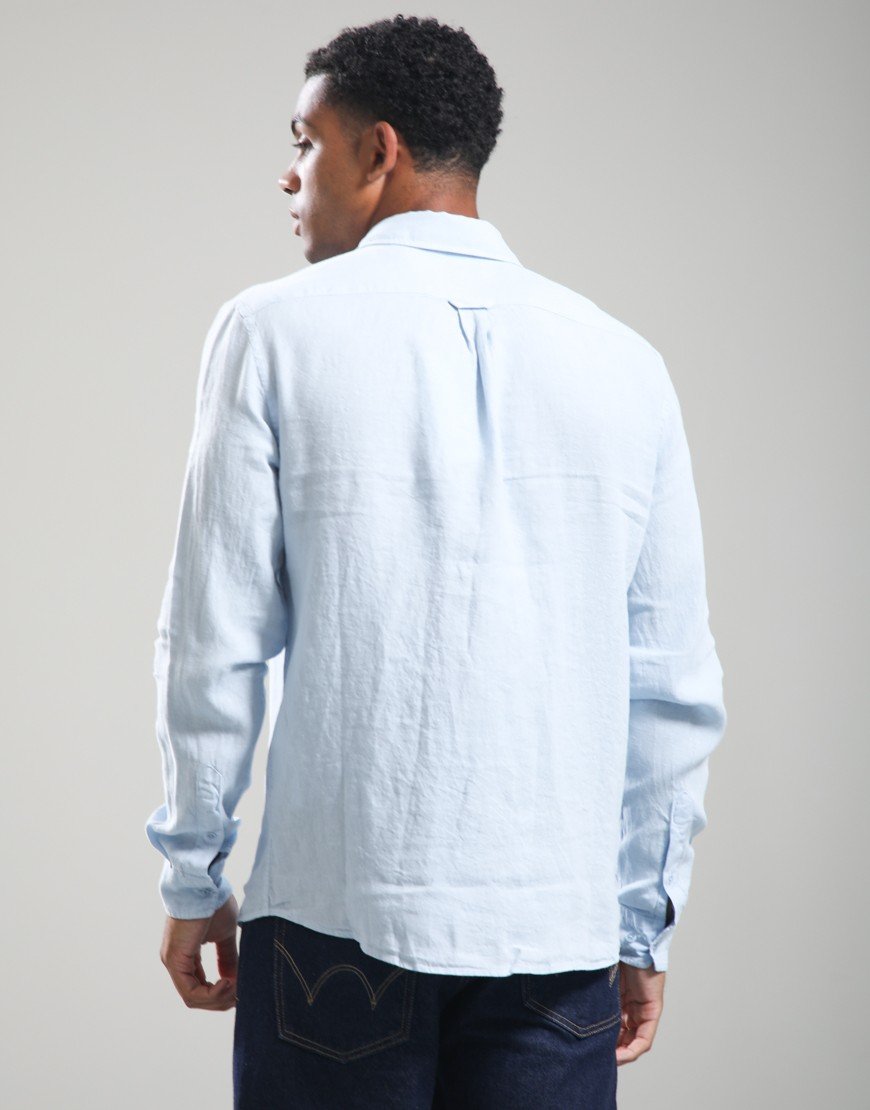 Belstaff Scale Linen Long Sleeve Shirt Sky Blue