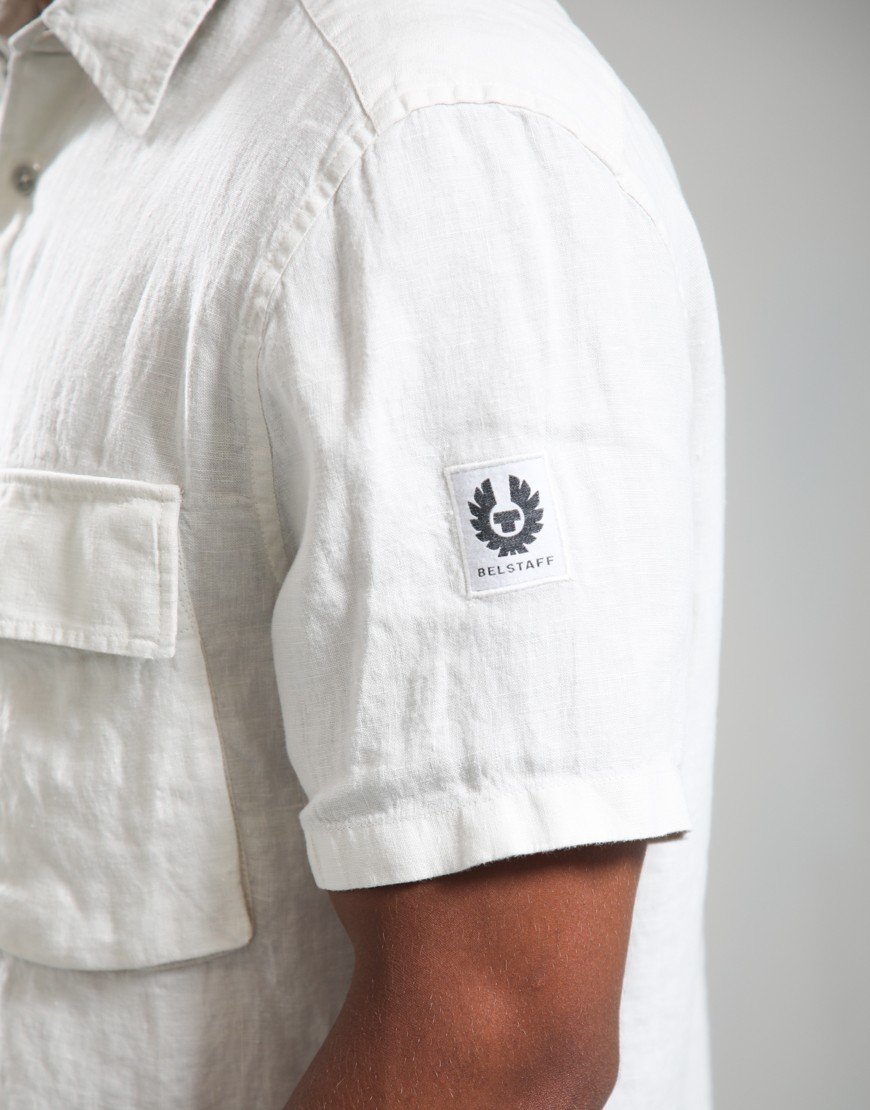 Belstaff Scale Linen Shirt Silver Birch