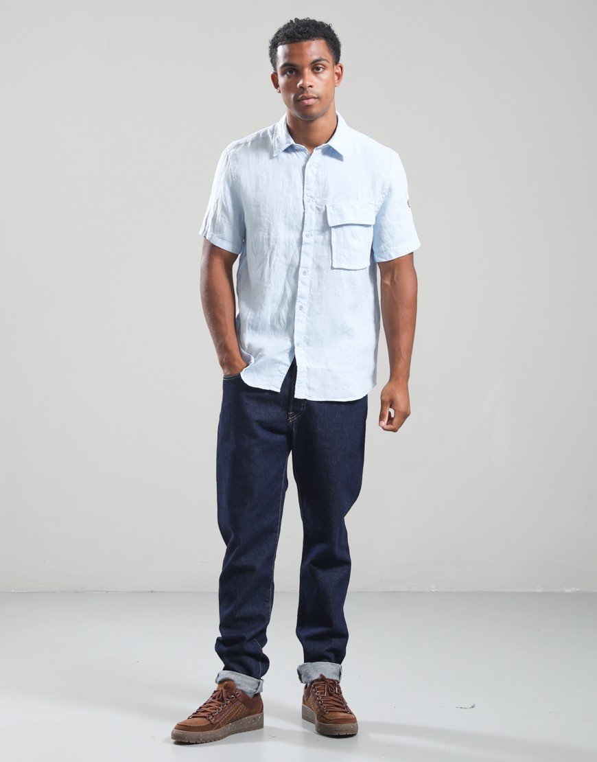 Belstaff Scale Linen Shirt Sky Blue